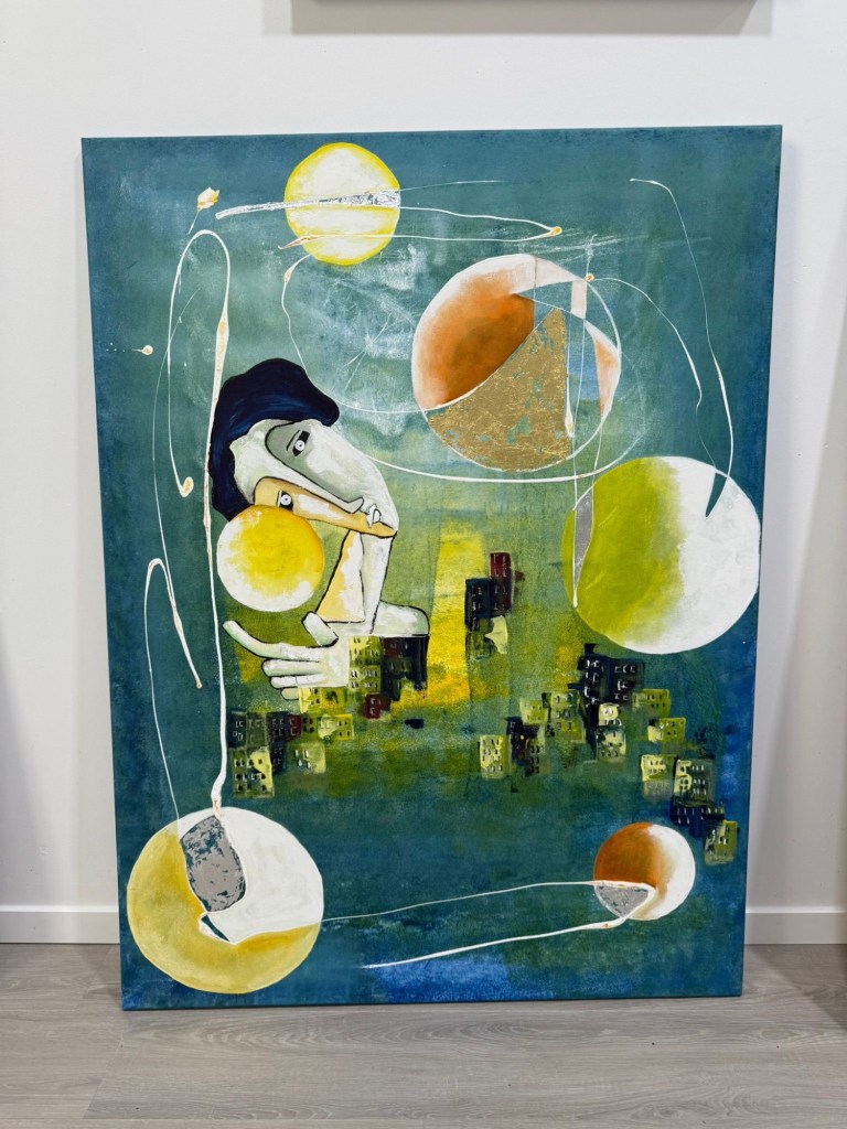 “Somewhere between science and fantasy lives this version of Venus… my own vision, stitched together with magic. A place with moons that never existed, a little house that feels like home, and skies only a brush could create. Not reality, but the world I’d like to wander in.”